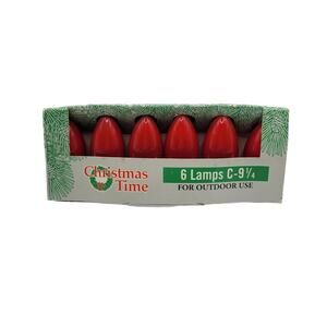 Christmas Time Red C-9 1/4 Pack Of 6 Replacement Outdoor Light Bulbs NIP